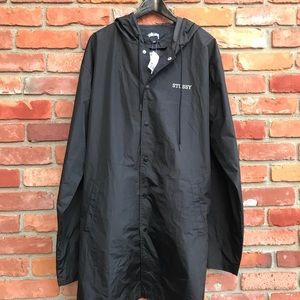 Stussy Long Hooded Coach Jacket Black